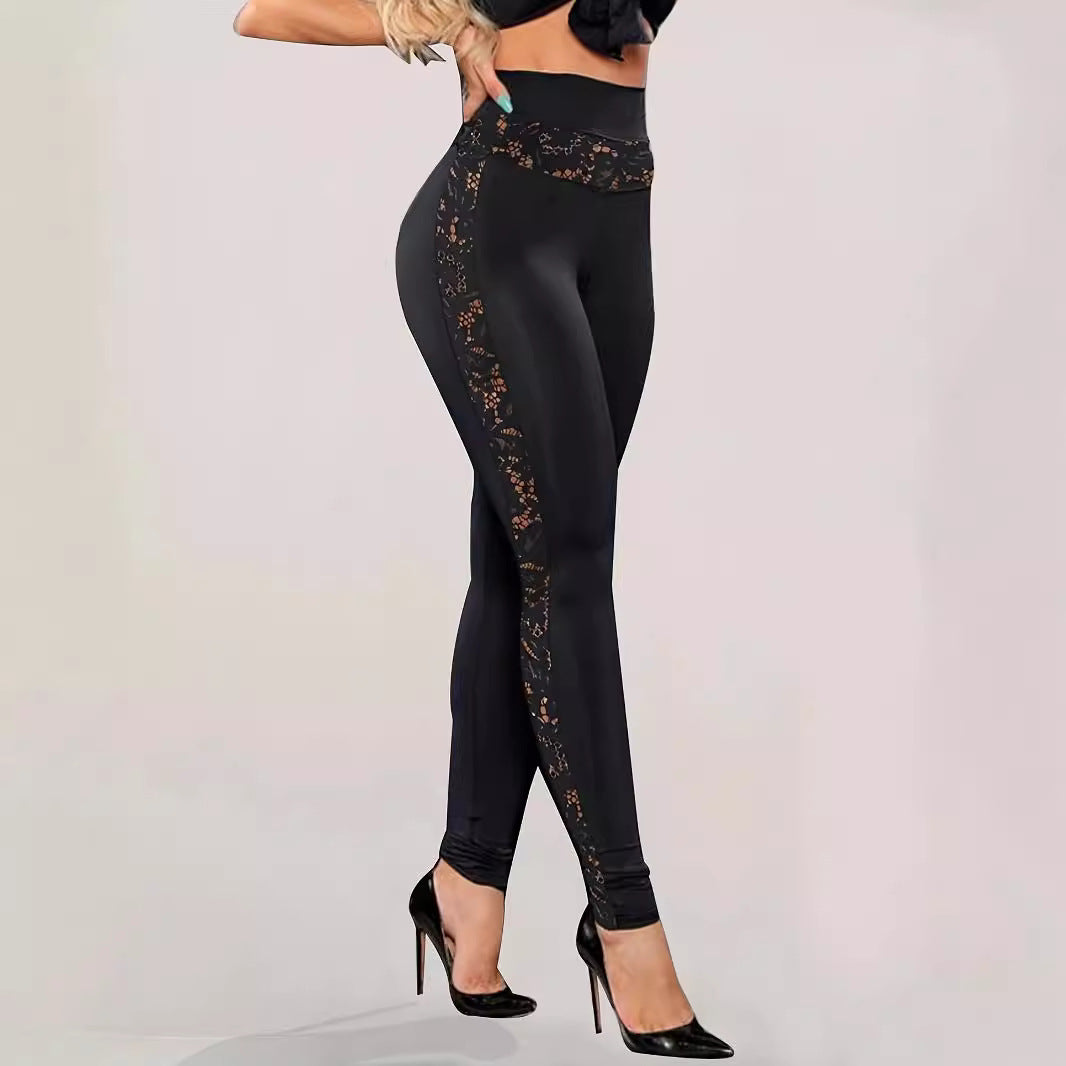 Kvinnor eleganta leggings med spetsdetaljer Mirla-Eva Jonsson