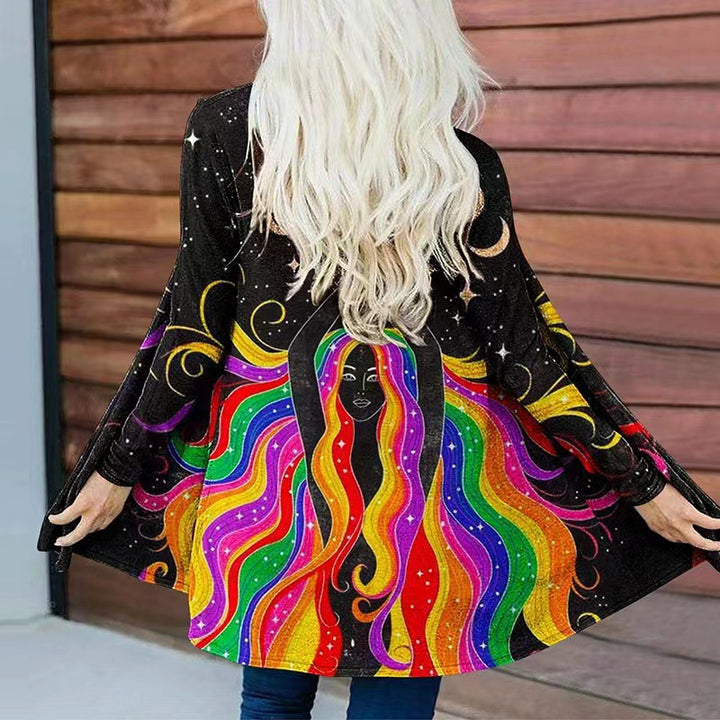 Kvinnor färgglad hoodie med lös passform Mirla-Eva Jonsson