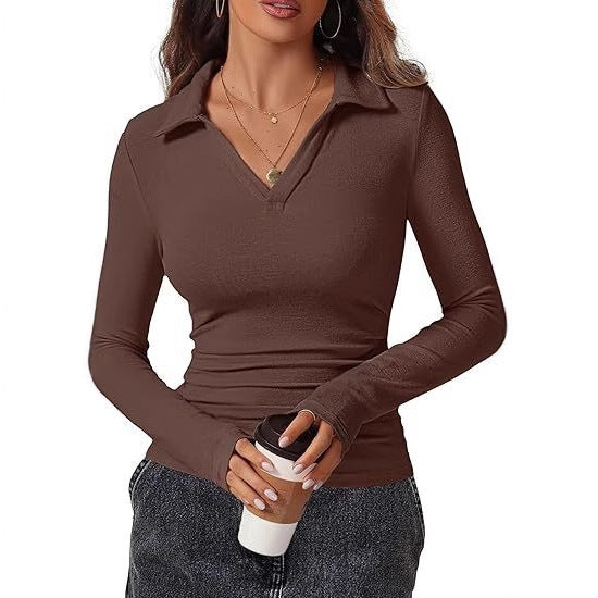 Kvinnor figurnära långärmad skjorta med krage Mirla-Eva Jonsson