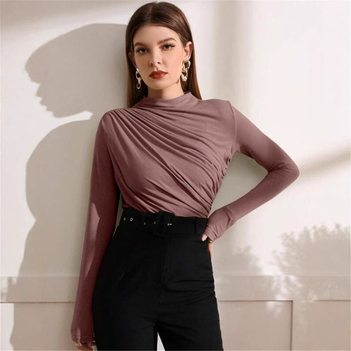 Kvinnor figurnära långärmad topp med elegant drapering Mirla-Eva Jonsson