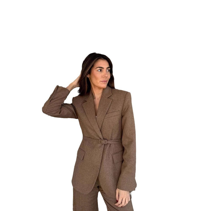Kvinnor figursydd blazer med bälte och elegant struktur Eva Jonsson-Eva Jonsson