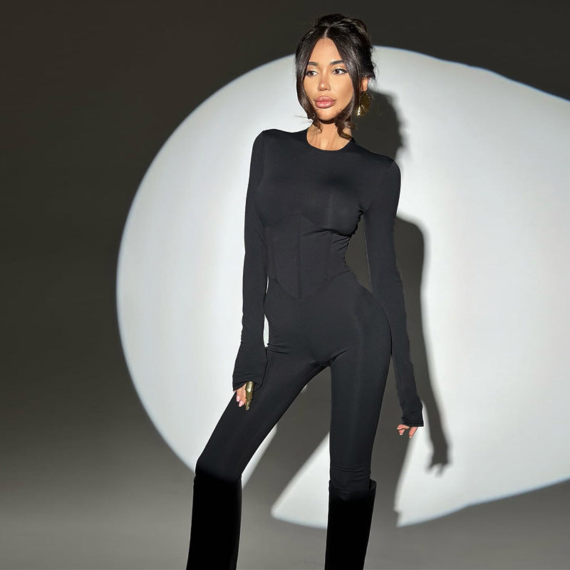 Kvinnor figursydda jumpsuit med lång ärm och elegant siluett Mirla-Eva Jonsson