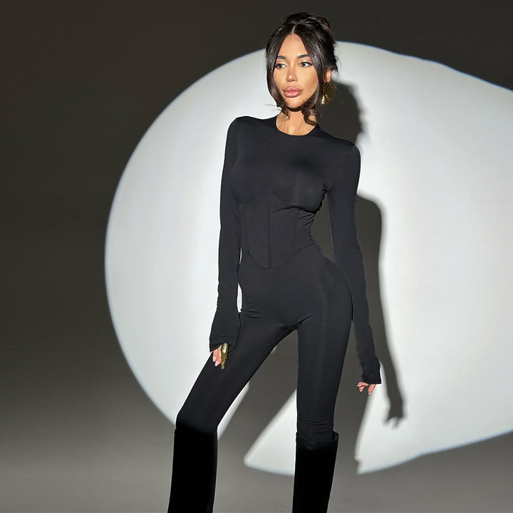 Kvinnor figursydda jumpsuit med lång ärm och elegant siluett Mirla-Eva Jonsson