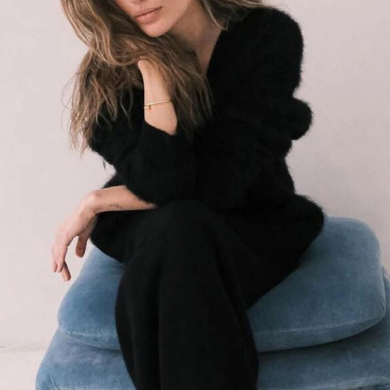 Kvinnor fluffig cardigan med V-ringning och oversize passform Eva Jonsson-Eva Jonsson