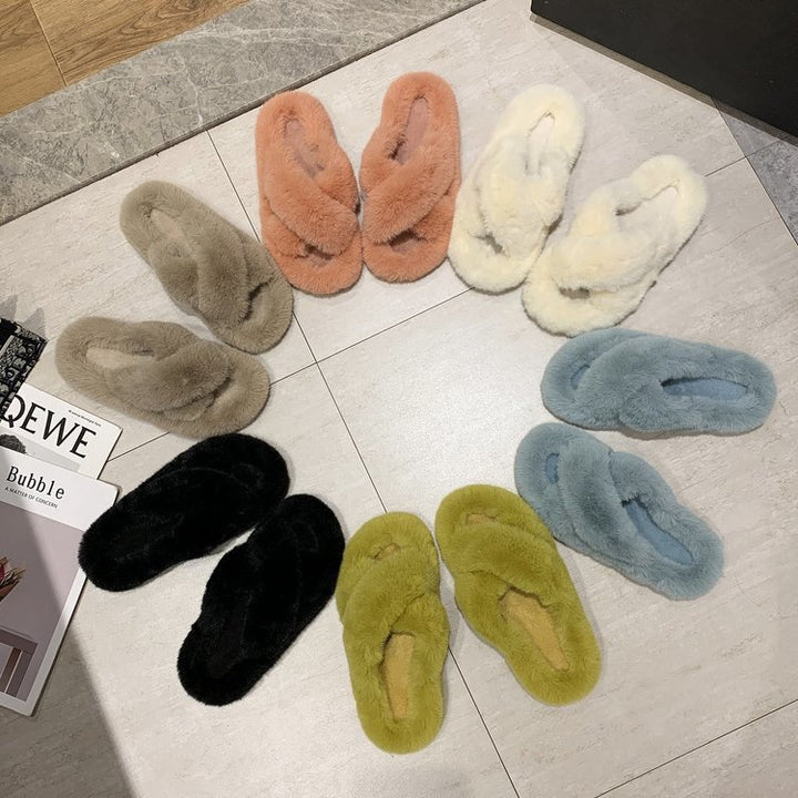 Kvinnor fluffiga inomhusskor med vridna remmar och ergonomiskt fotbädd Mirla-Eva Jonsson