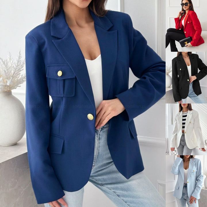 Kvinnor klassisk dubbelknäppt figursydd blazer med fickdetalj Eva Jonsson-Eva Jonsson