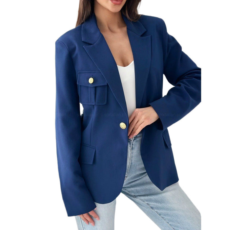 Kvinnor klassisk dubbelknäppt figursydd blazer med fickdetalj Eva Jonsson-Eva Jonsson