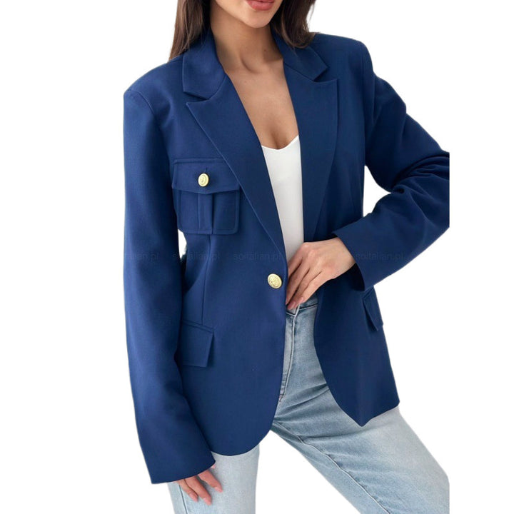 Kvinnor klassisk dubbelknäppt figursydd blazer med fickdetalj Eva Jonsson-Eva Jonsson