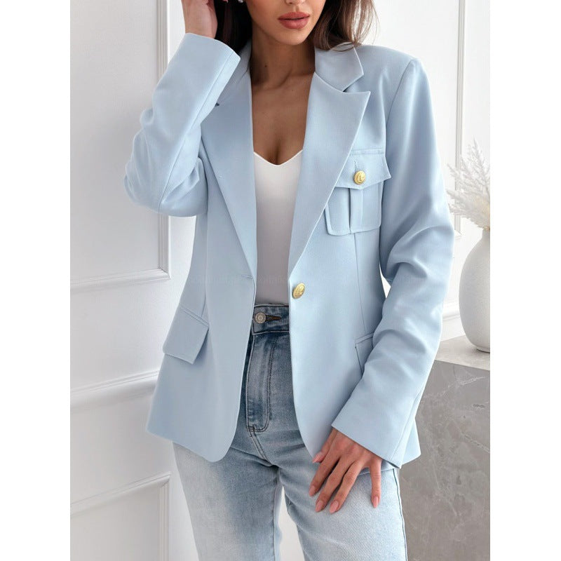 Kvinnor klassisk dubbelknäppt figursydd blazer med fickdetalj Eva Jonsson-Eva Jonsson