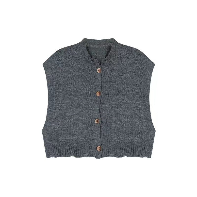 Kvinnor kort cardigan med slits hem och träknapplösa detaljer Mirla-Eva Jonsson