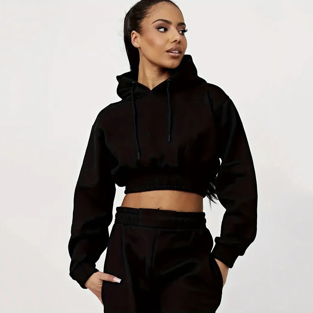 Kvinnor kort hoodie och avslappnad joggingbyxor set Mirla-Eva Jonsson