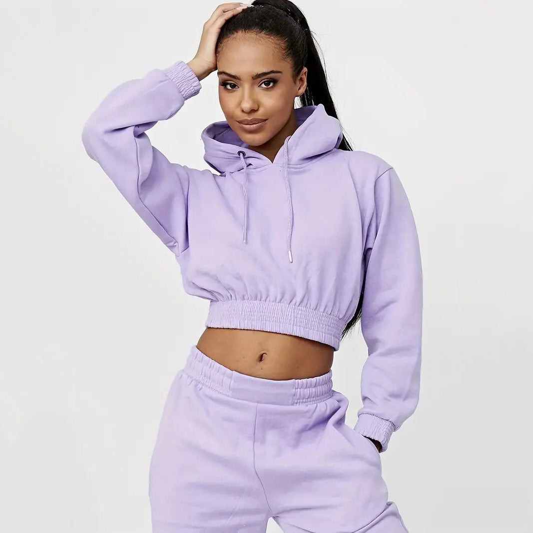 Kvinnor kort hoodie och avslappnad joggingbyxor set Mirla-Eva Jonsson