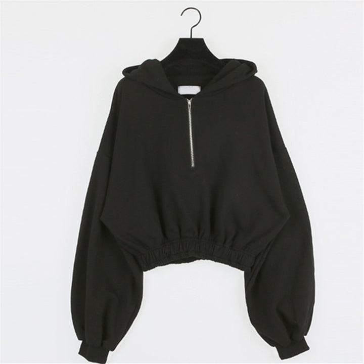 Kvinnor kortad sweatshirt med dragkedja Mirla-Eva Jonsson