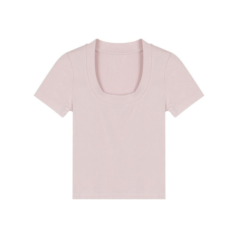 Kvinnor kortärmad T-shirt med elegant rund hals och insydd skärning Mirla-Eva Jonsson