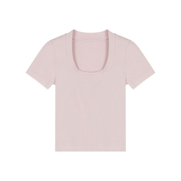 Kvinnor kortärmad T-shirt med elegant rund hals och insydd skärning Mirla-Eva Jonsson