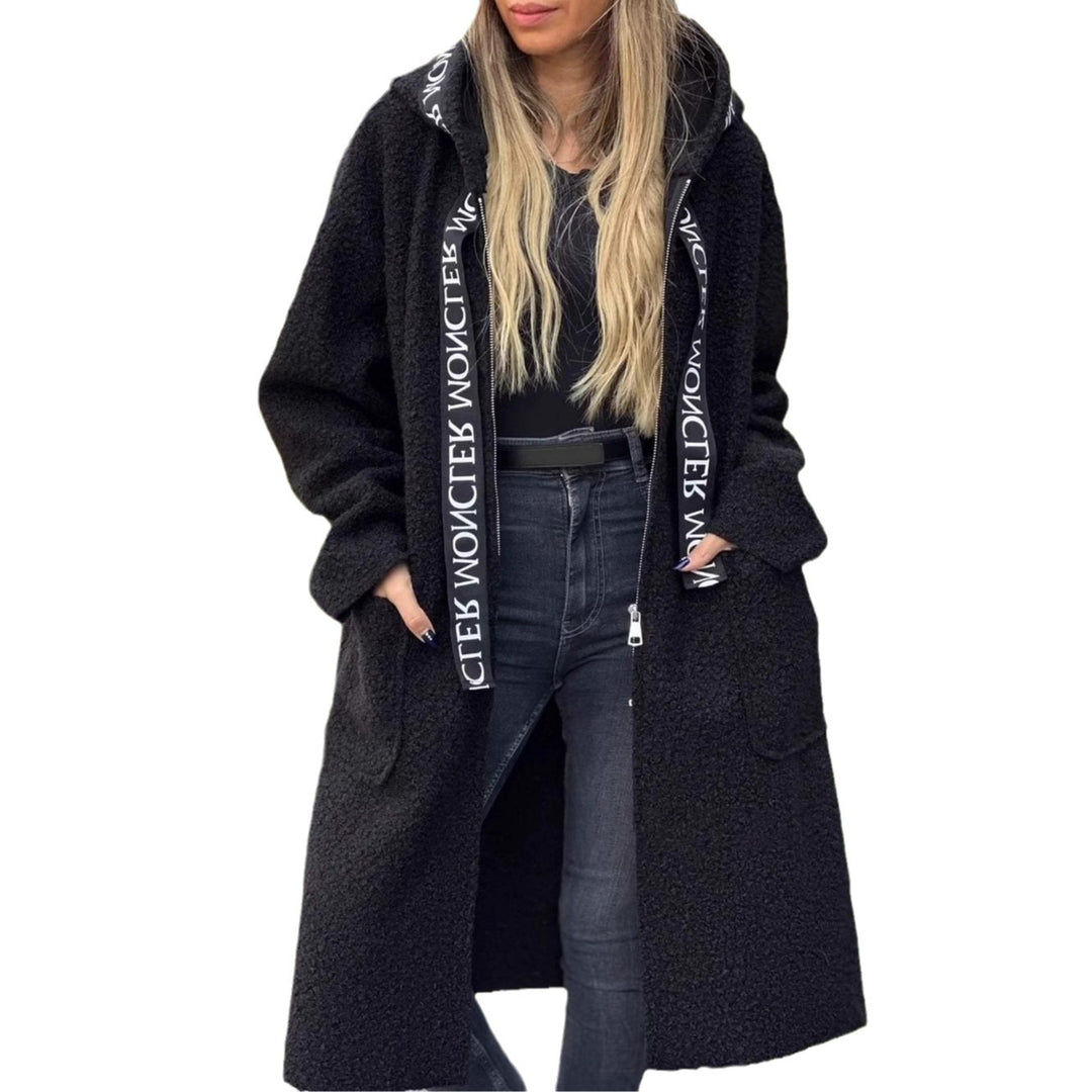 Kvinnor längre fleece-kappa med huva och praktiska fickor Mirla-Eva Jonsson