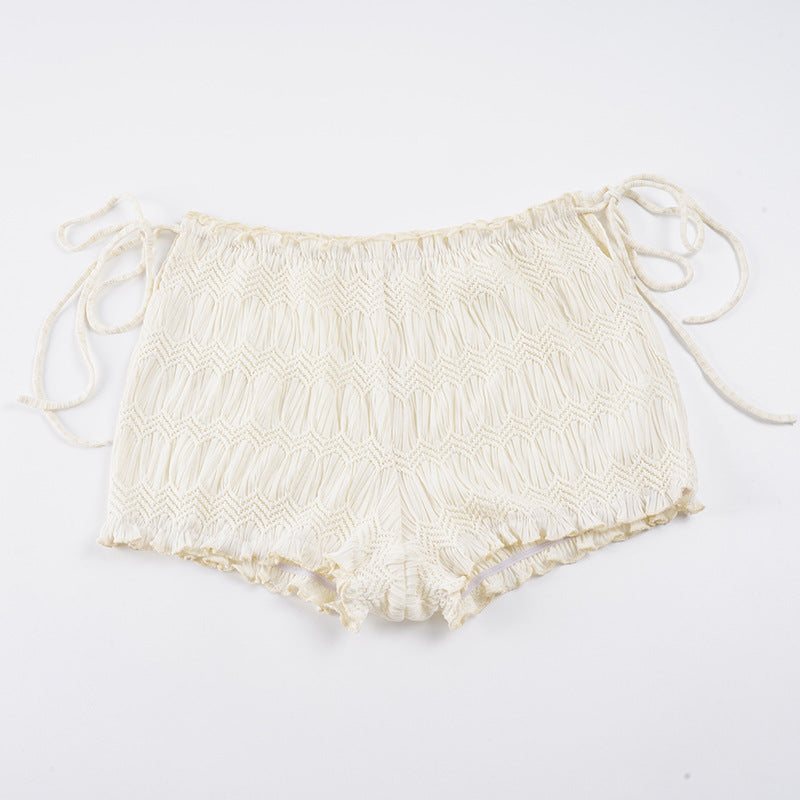 Kvinnor luftiga shorts med elastisk midja och knytdetaljer Mirla-Eva Jonsson