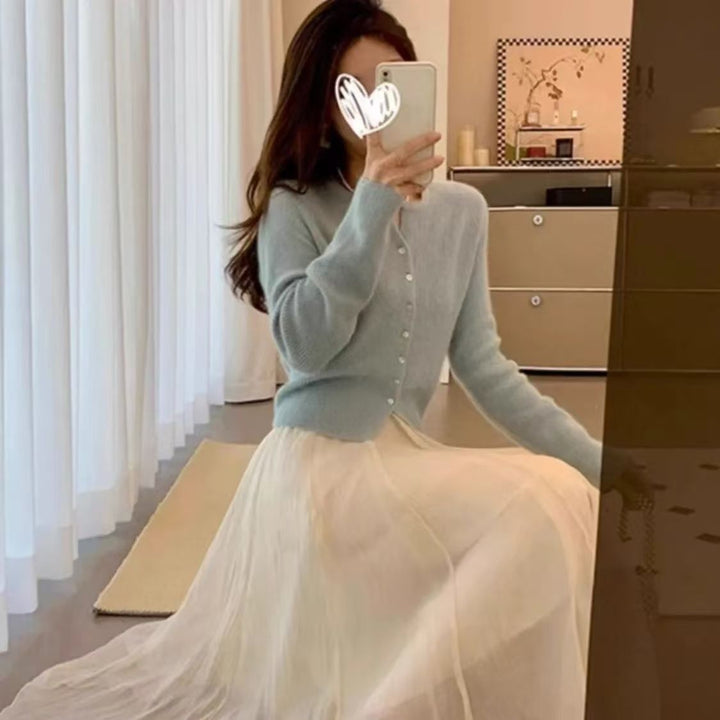 Kvinnor mjuk och bekväm cardigan med knapppdetaljer Mirla-Eva Jonsson