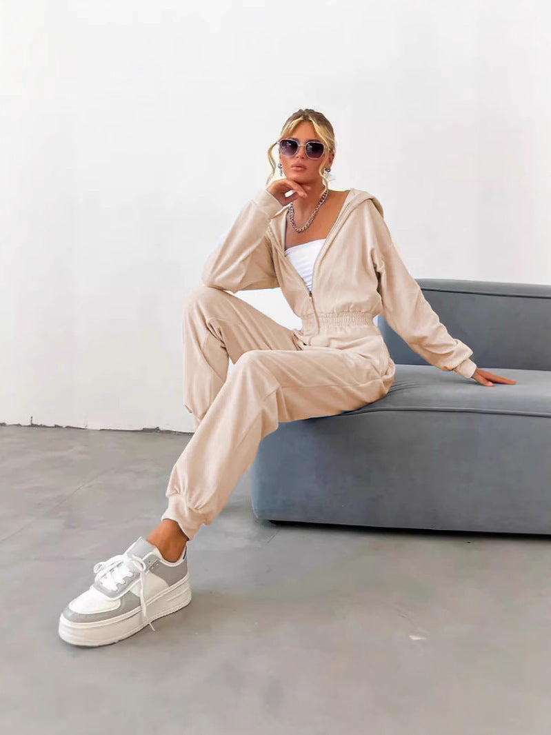 Kvinnor mjukt fleece jumpsuit med hög krage och smal passform Mirla-Eva Jonsson