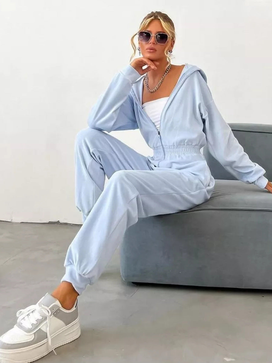 Kvinnor mjukt fleece jumpsuit med hög krage och smal passform Mirla-Eva Jonsson