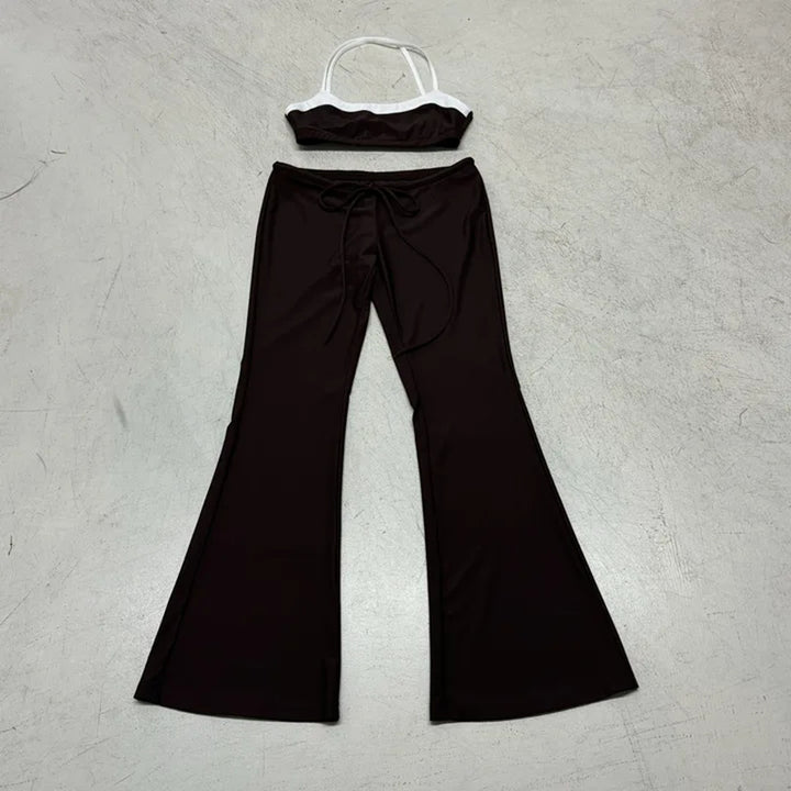 Kvinnor mode bikini-set med stilig crop-top och vida shorts Mirla-Eva Jonsson