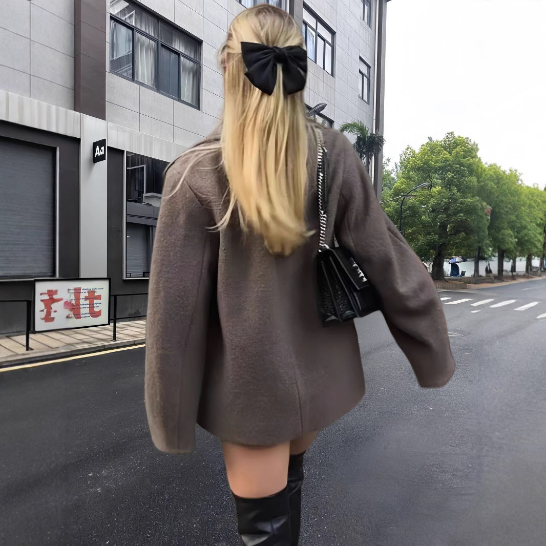 Kvinnor modig oversized-jacka med dubbel knappslå och elegant krage Eva Jonsson-Eva Jonsson