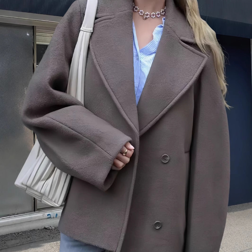 Kvinnor modig oversized-jacka med dubbel knappslå och elegant krage Eva Jonsson-Eva Jonsson