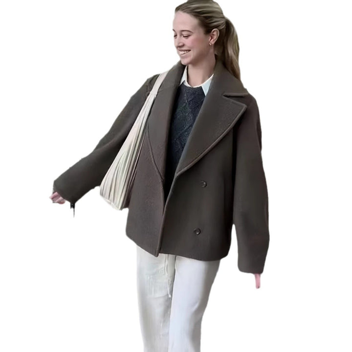 Kvinnor modig oversized-jacka med dubbel knappslå och elegant krage Eva Jonsson-Eva Jonsson