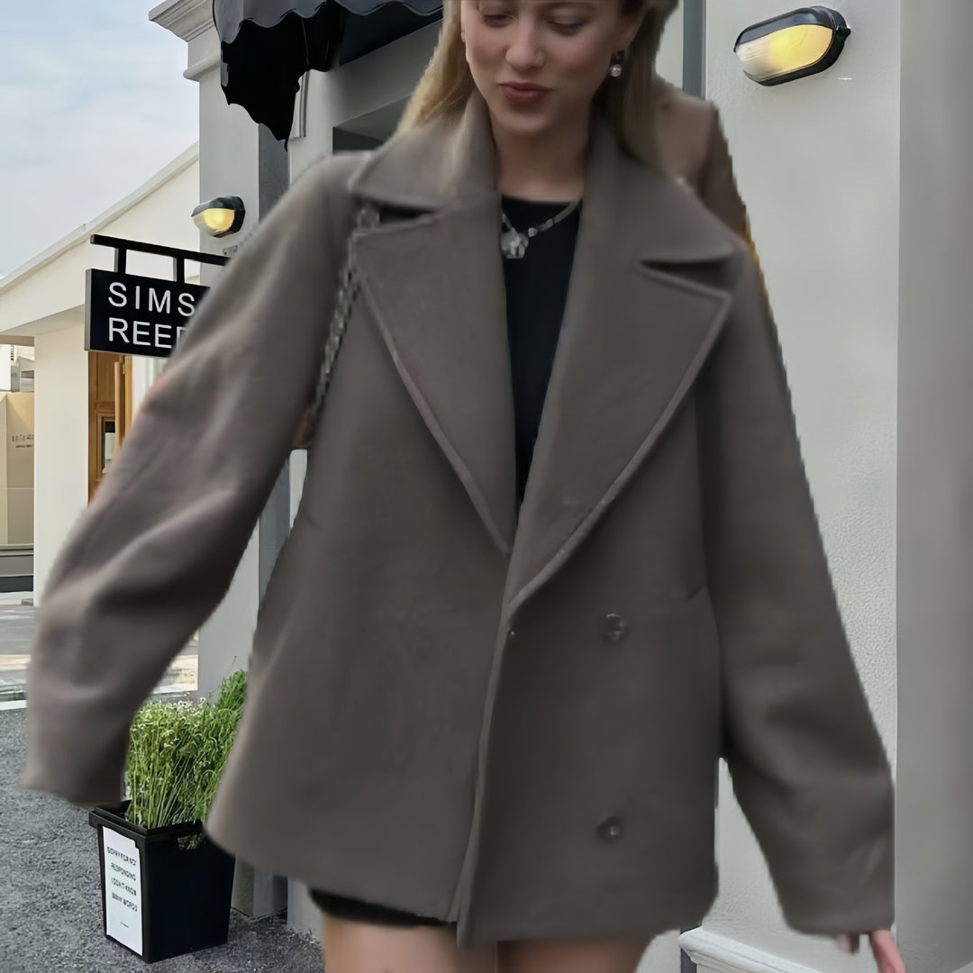 Kvinnor modig oversized-jacka med dubbel knappslå och elegant krage Eva Jonsson-Eva Jonsson