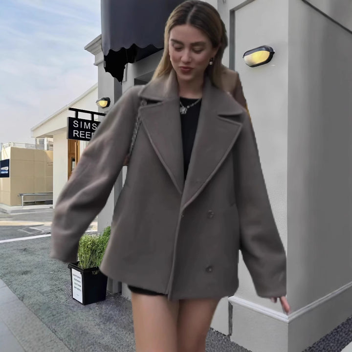 Kvinnor modig oversized-jacka med dubbel knappslå och elegant krage Eva Jonsson-Eva Jonsson