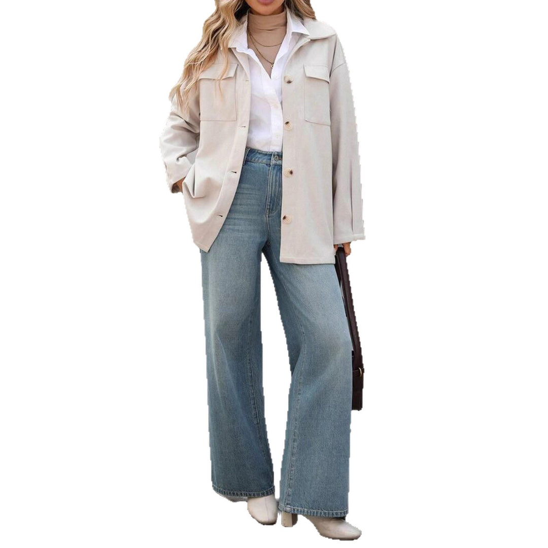 Kvinnor modisch Oversize-jacka med fickor och strukturerad tyg Mirla-Eva Jonsson