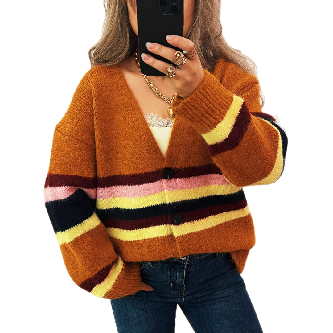 Kvinnor mysig cardigan med eleganta ränder Mirla-Eva Jonsson