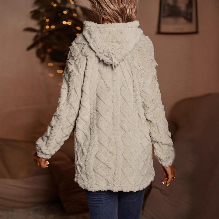 Kvinnor mysig fleece-hoodie med strukturerad design Mirla-Eva Jonsson