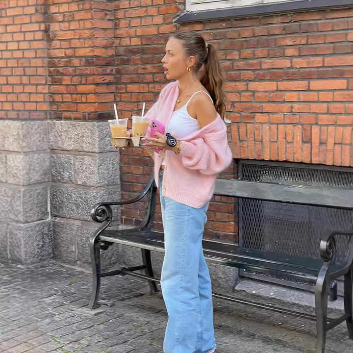 Kvinnor mysig kofta med ballongärmar Eva Jonsson-Eva Jonsson
