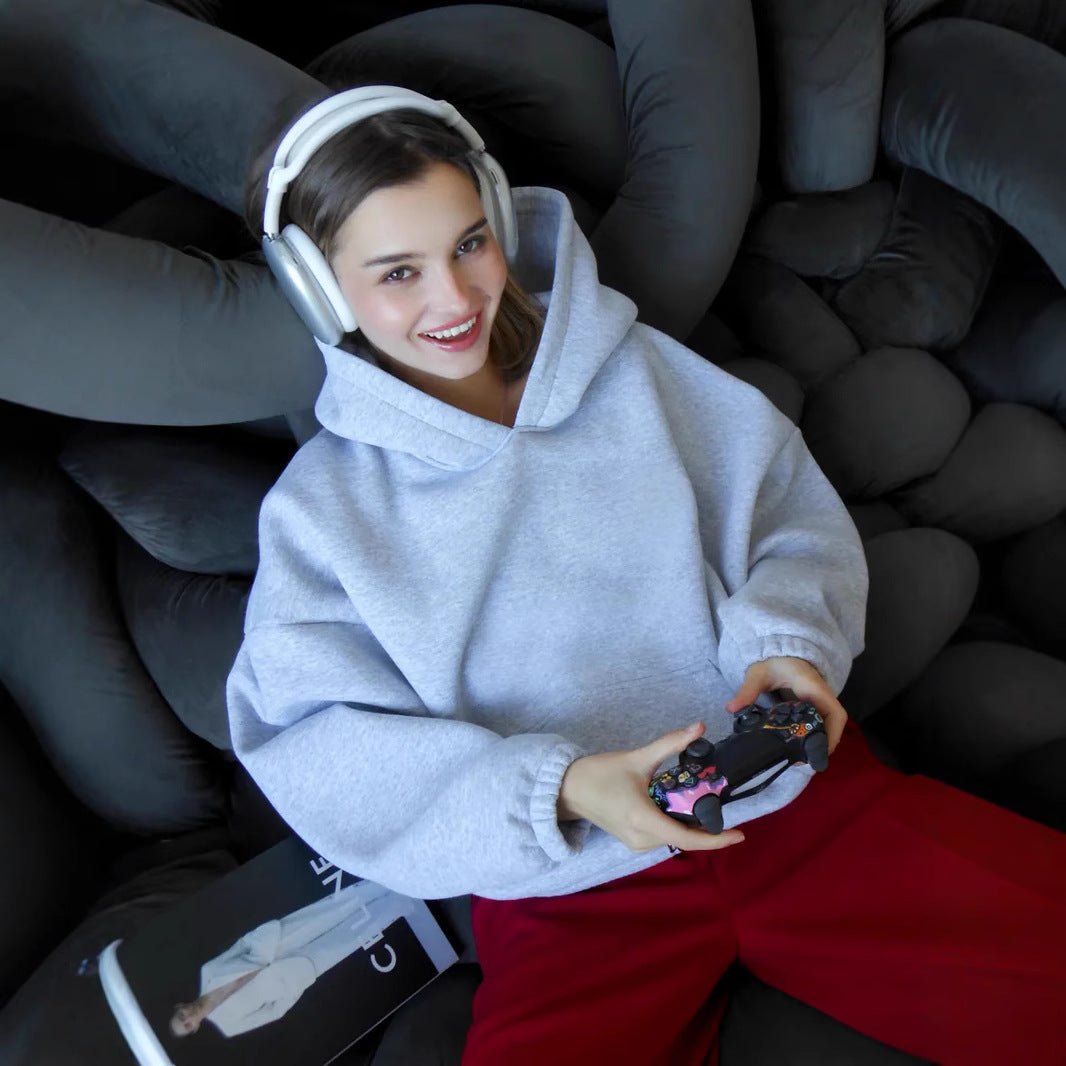 Kvinnor mysig oversized hoodie med elastiska mudd och känguruficka Mirla-Eva Jonsson
