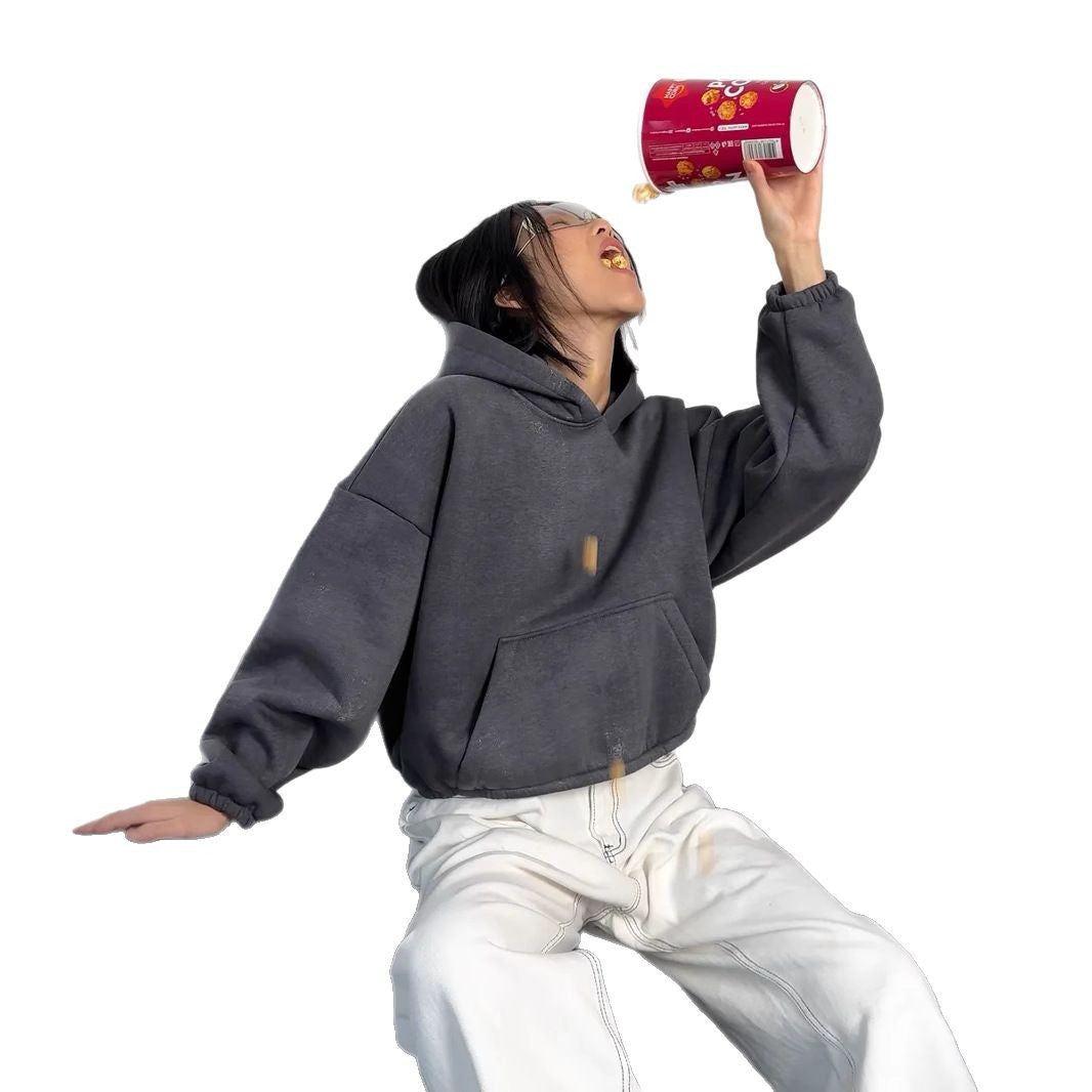 Kvinnor mysig oversized hoodie med elastiska mudd och känguruficka Mirla-Eva Jonsson