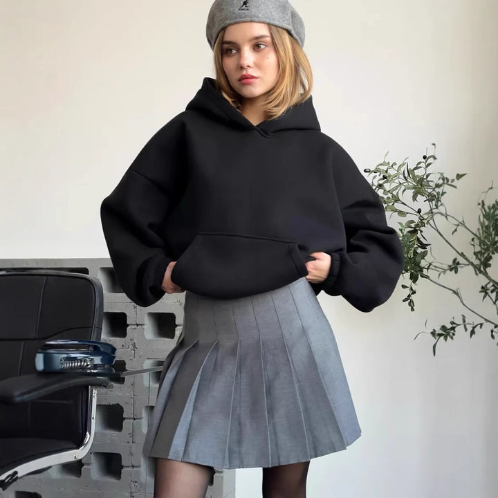 Kvinnor mysig oversized hoodie med elastiska mudd och känguruficka Mirla-Eva Jonsson