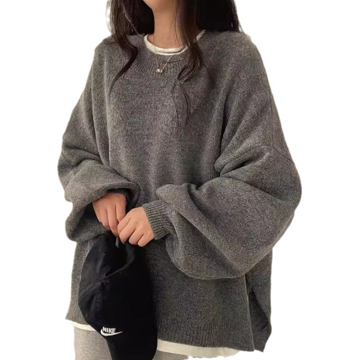 Kvinnor oversized stickad tröja med breda ärmar och avslappnad passform Mirla-Eva Jonsson