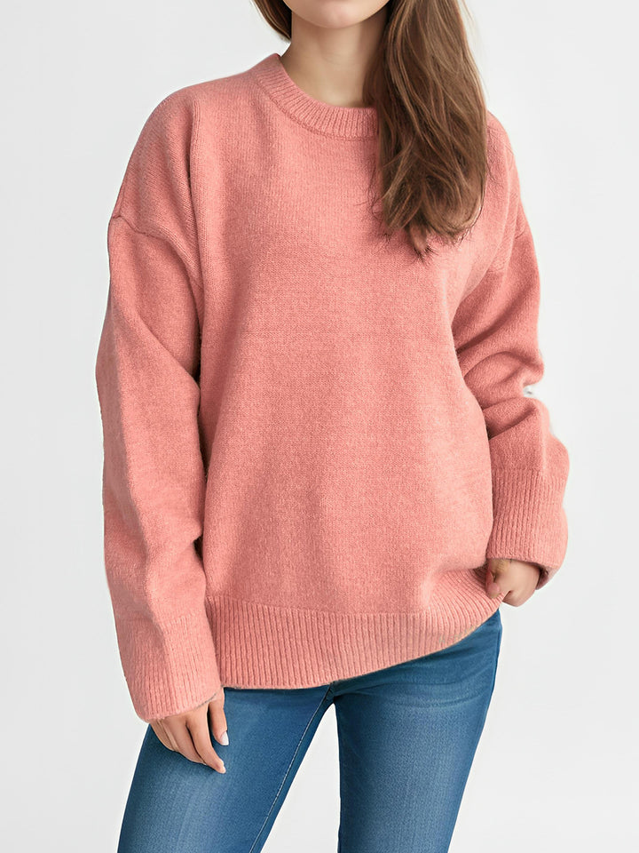 Kvinnor oversized stickad tröja med mjuk bomullsblandning och avslappnad passform Mirla-Eva Jonsson
