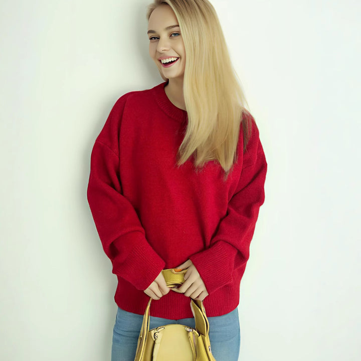 Kvinnor oversized stickad tröja med mjuk bomullsblandning och avslappnad passform Mirla-Eva Jonsson