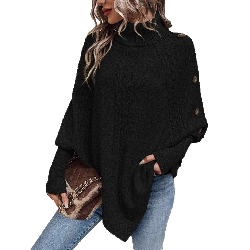 Kvinnor oversized stickad tröja med modern flätmönster och knappdetaljer Mirla-Eva Jonsson