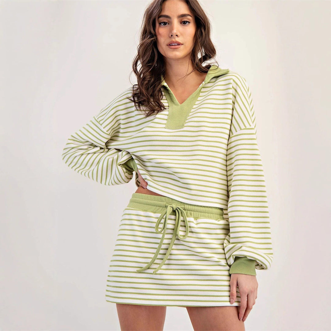 Kvinnor randig sweatshirt och kjol set Eva Jonsson-Eva Jonsson