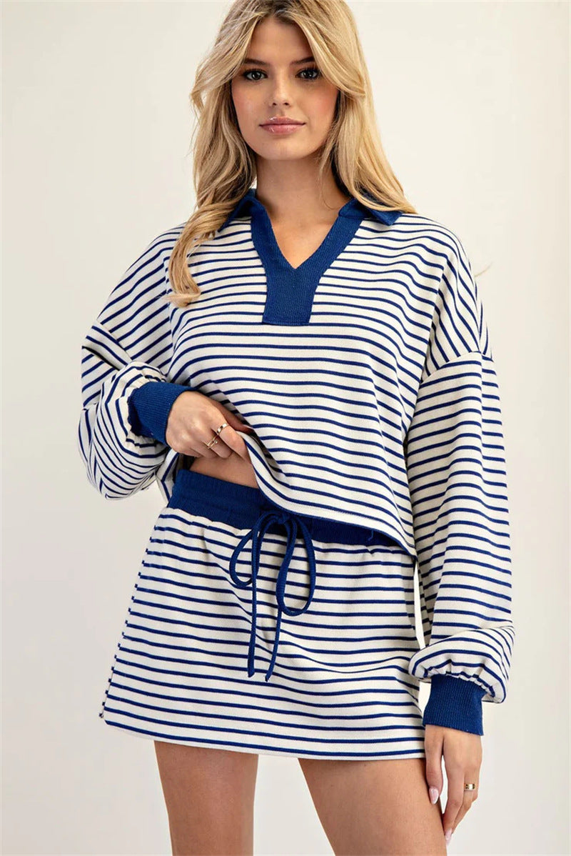 Kvinnor randig sweatshirt och kjol set Eva Jonsson-Eva Jonsson