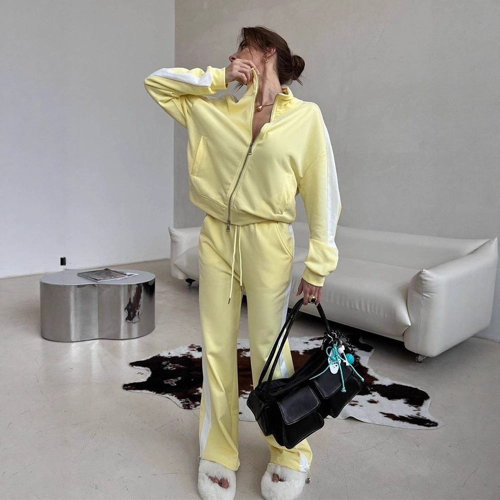 Kvinnor sportig fleece träningsoverall med hög krage och elastisk midja Mirla-Eva Jonsson