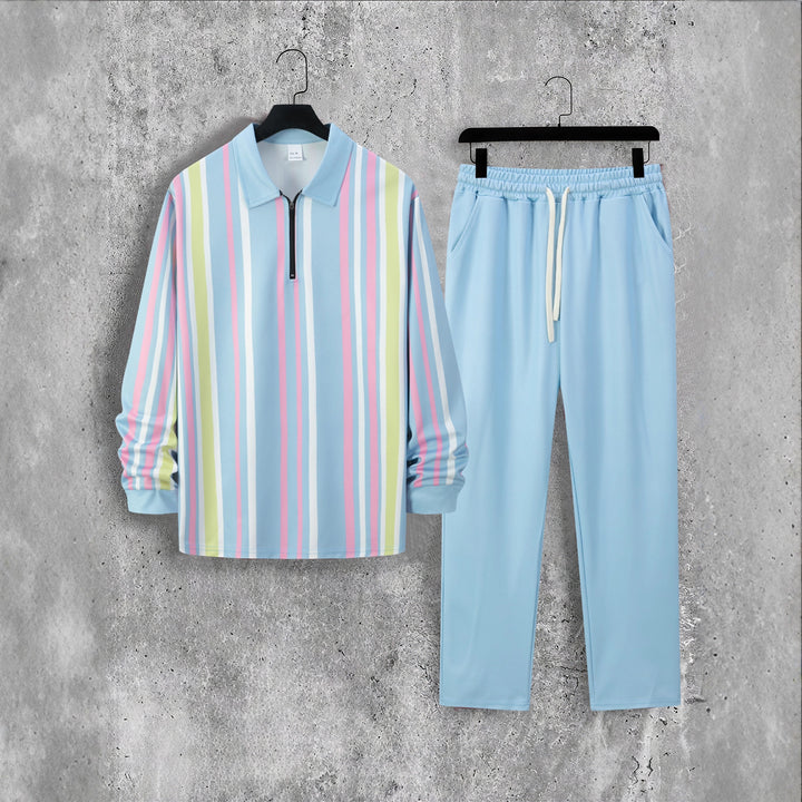 Kvinnor sportig fritids-set med funktionella material och modernt längsgående rand-design Mirla-Eva Jonsson