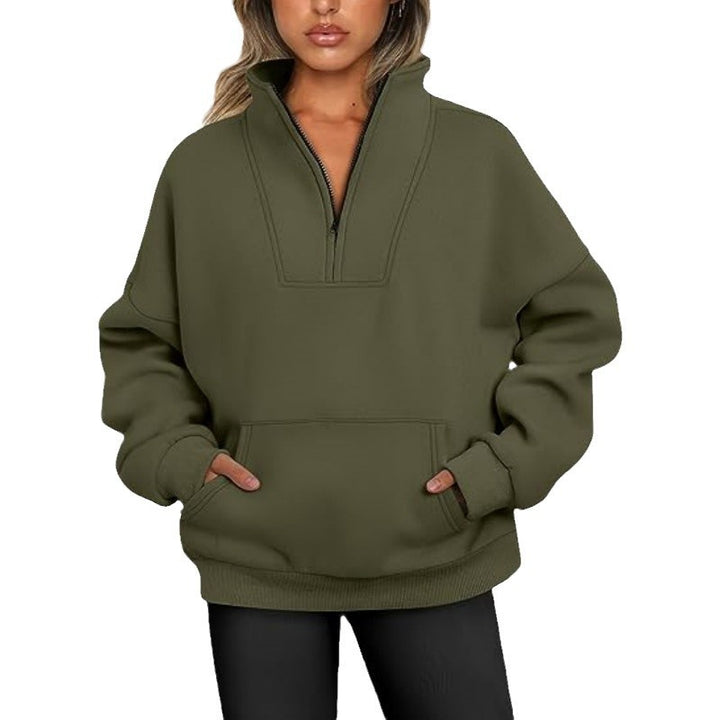 Kvinnor sportig halvdragkedja sweatshirt med praktiska fickor Mirla-Eva Jonsson