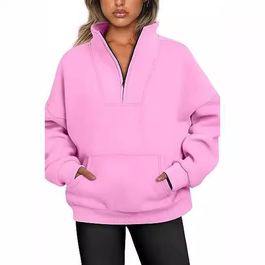 Kvinnor sportig halvdragkedja sweatshirt med praktiska fickor Mirla-Eva Jonsson