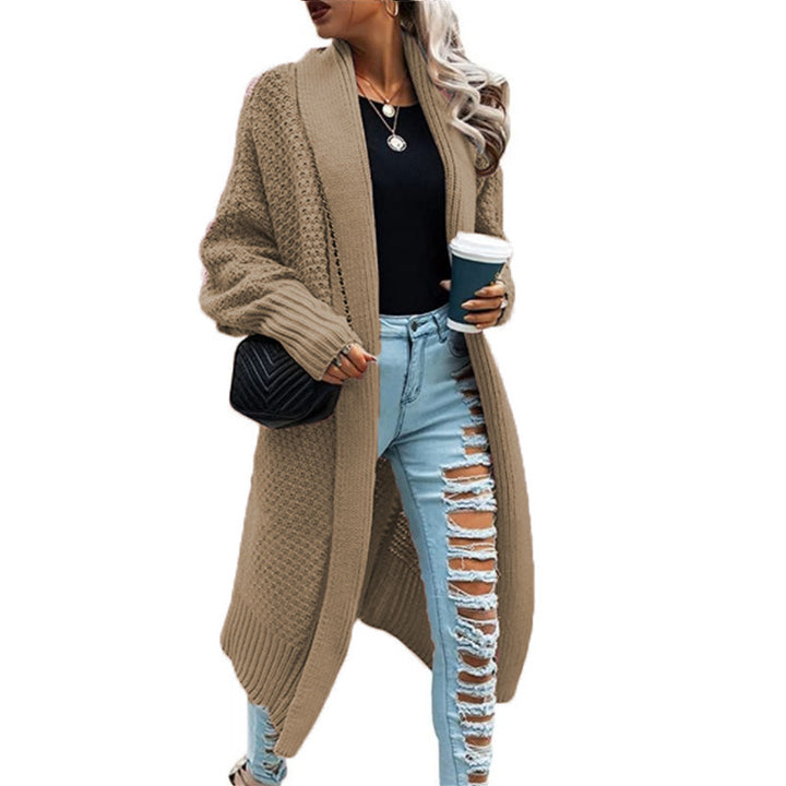 Kvinnor stickad kappa i urban stil med öppen skärning och strukturerad textur Eva Jonsson-Eva Jonsson