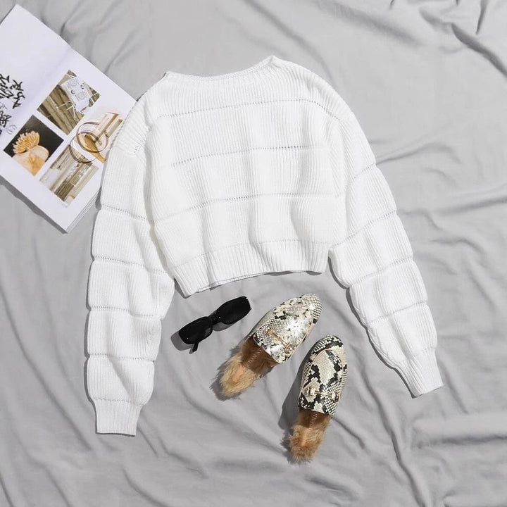 Kvinnor strukturerad cropped stickad topp Mirla-Eva Jonsson