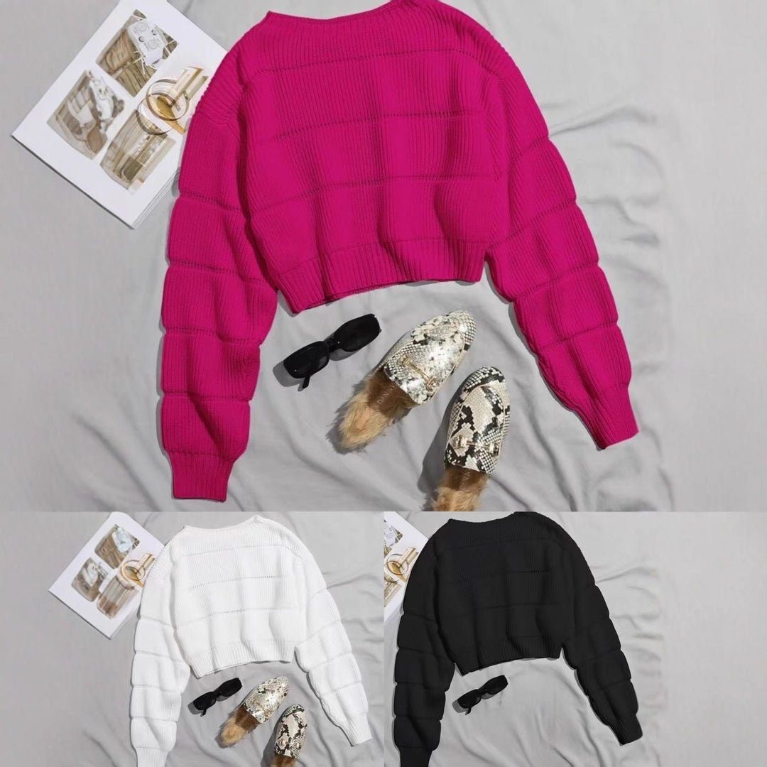 Kvinnor strukturerad cropped stickad topp Mirla-Eva Jonsson